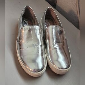Michael Kors Metallic Silver Slip-On Sneakers